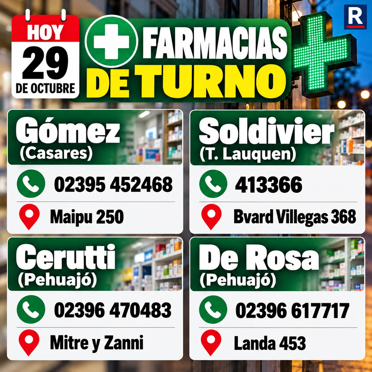 Farmacias de turno_ 29 de octubre