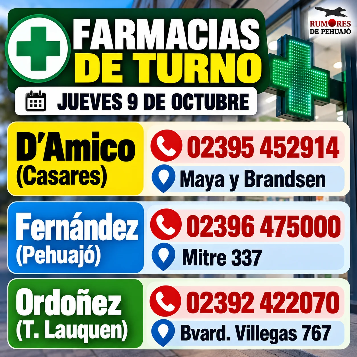 Farmacias de turno en Pehuajó