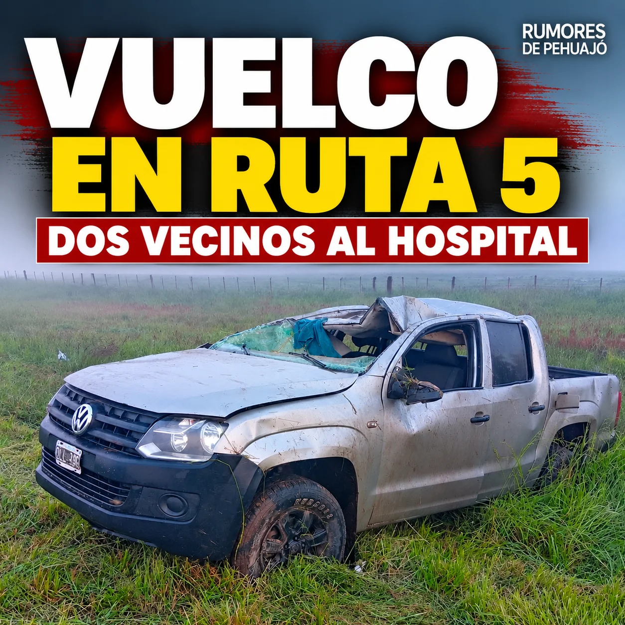 Vuelco en la ruta 5 con niebla