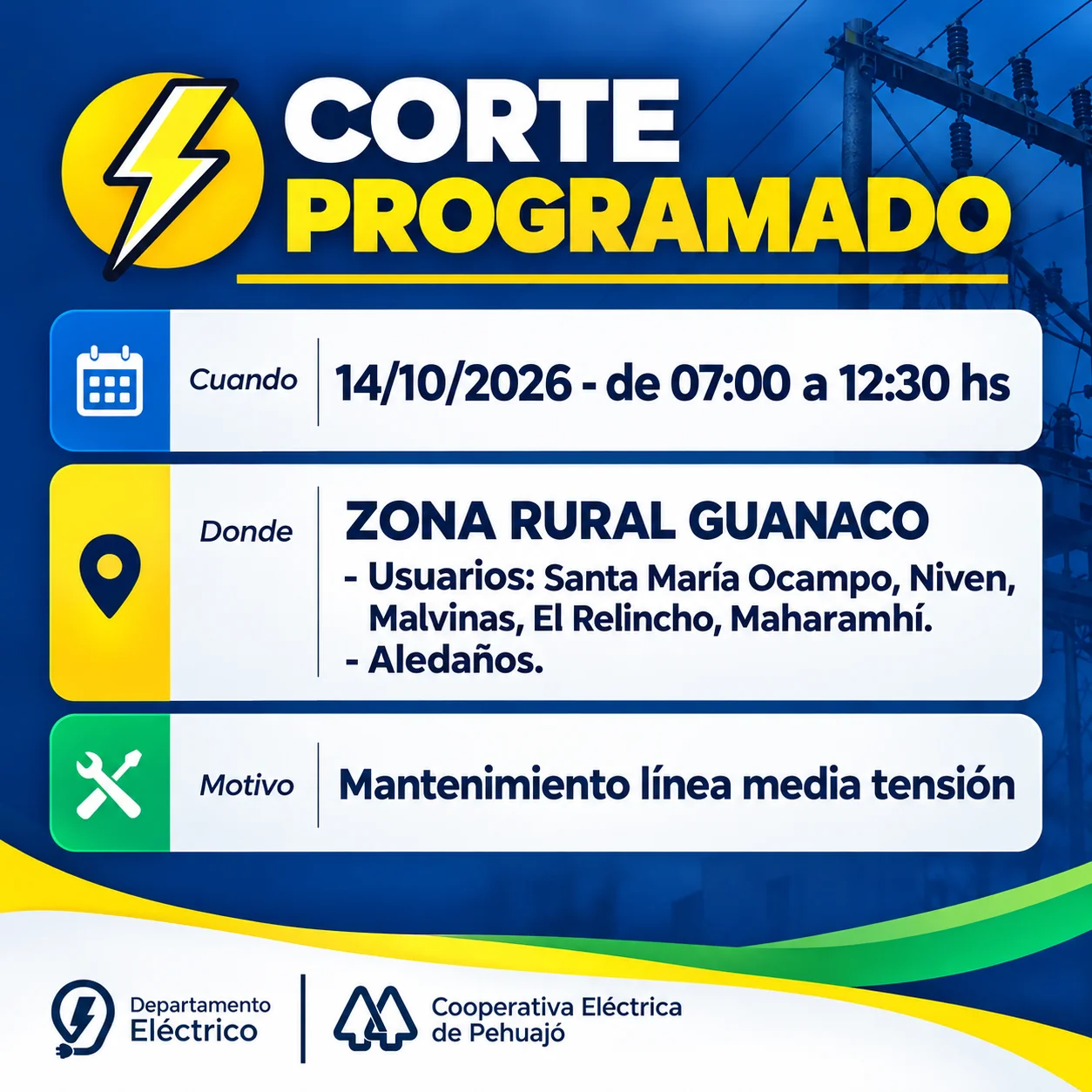 Corte programado de mantenimiento eléctrico