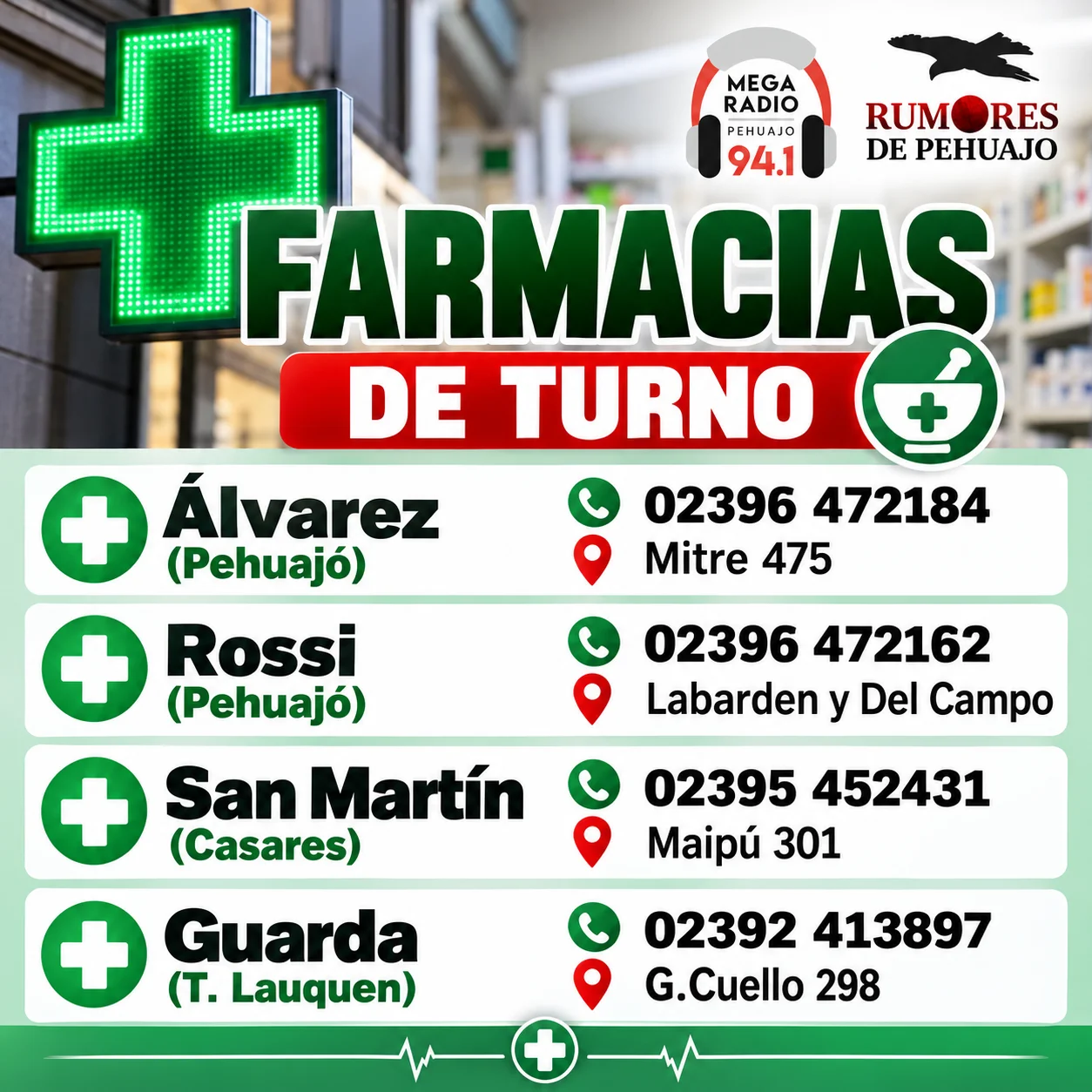Farmacias de turno en Pehuajó