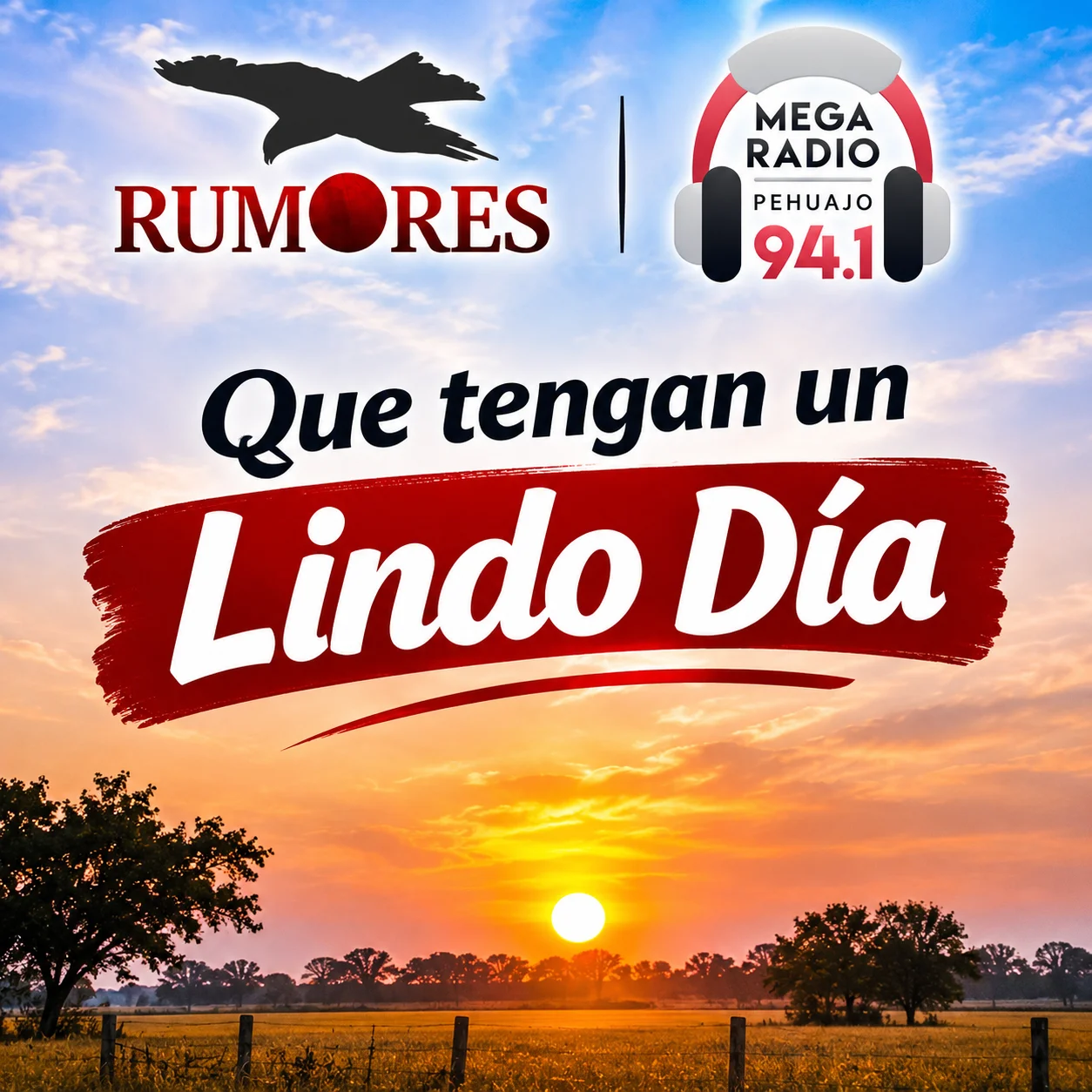 Amanecer rural con buenos deseos