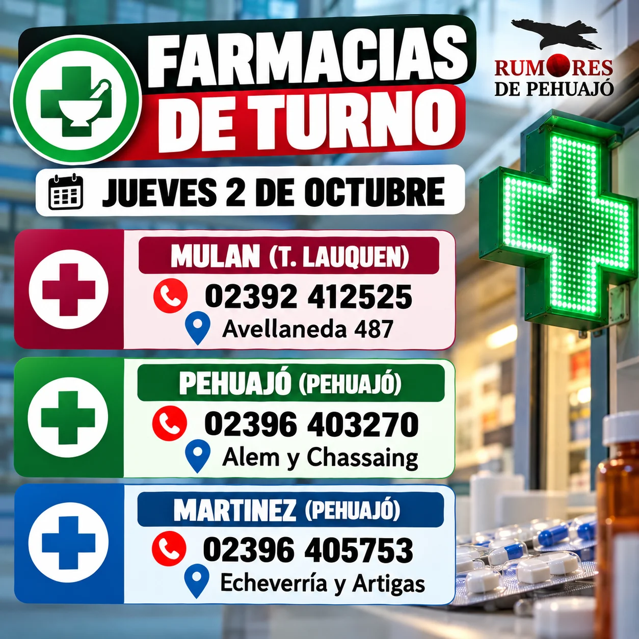 Farmacias de turno en Pehuajó