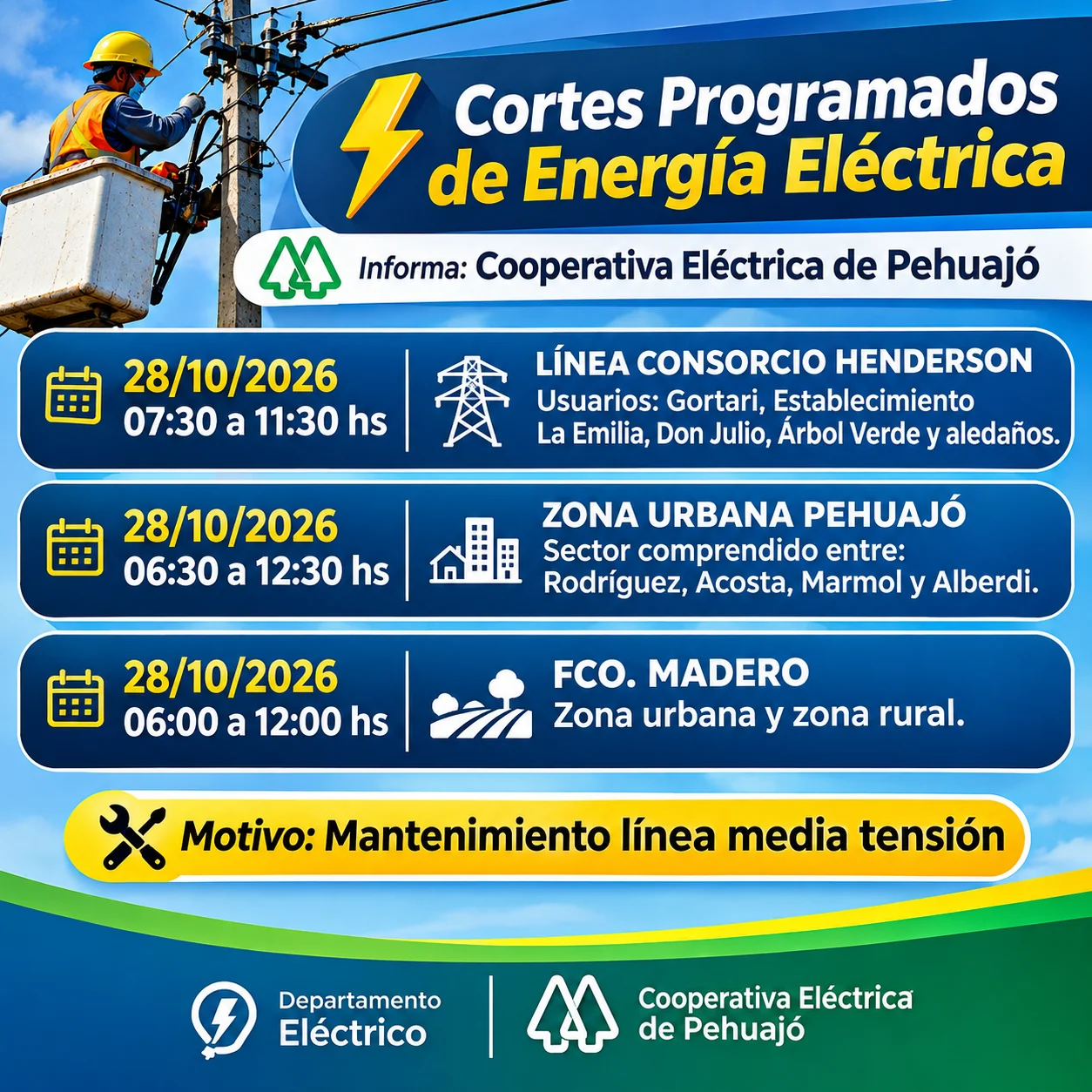 Cortes programados de energía eléctrica
