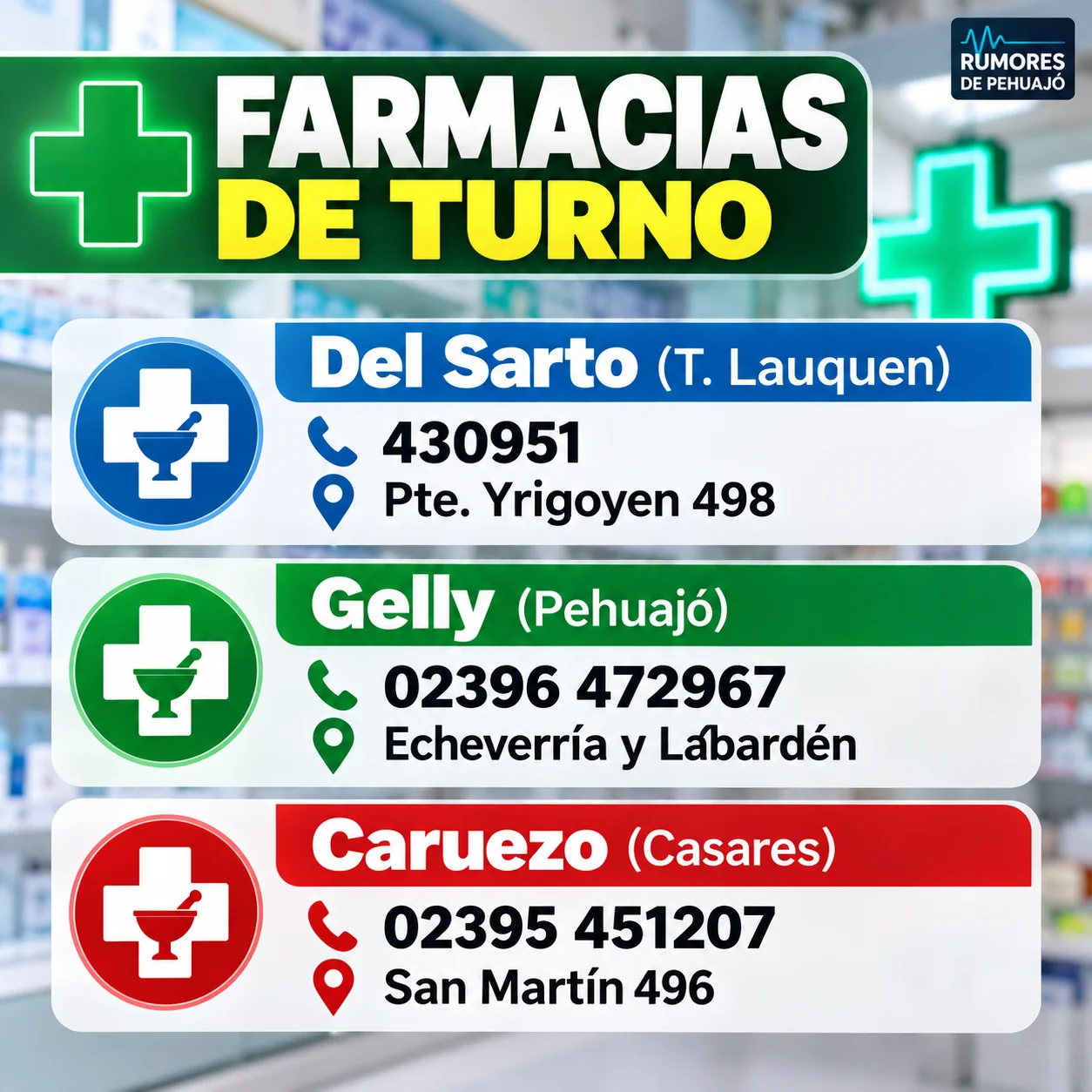 Farmacias de turno en Pehuajó