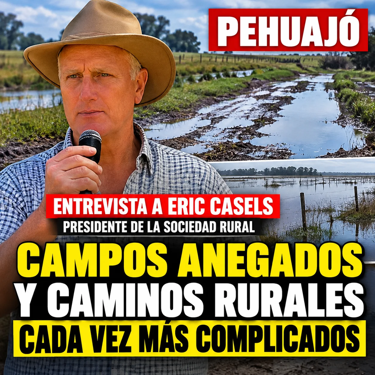 Entrevista sobre campos anegados y caminos rurales