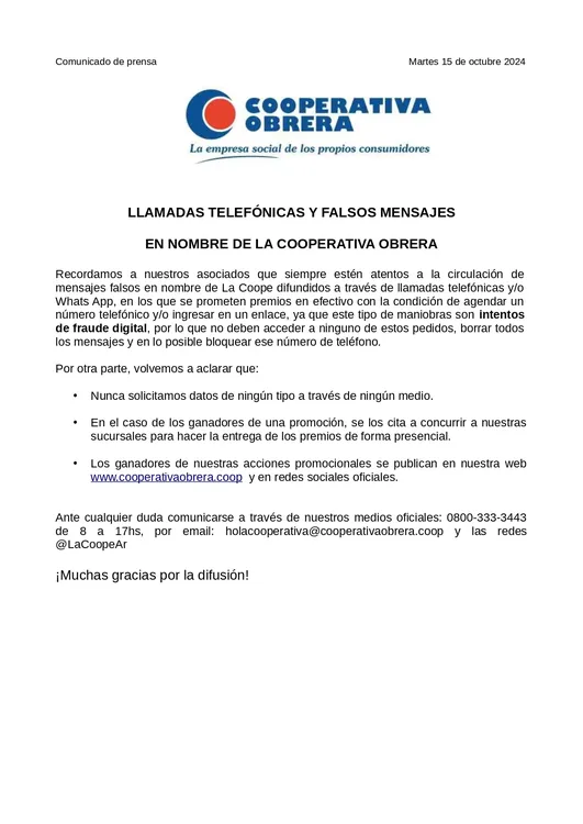 Comunicado de prensa ADVERTENCIA ANTE ESTAFAS DIGITALES en nombre de La ..._page-0001