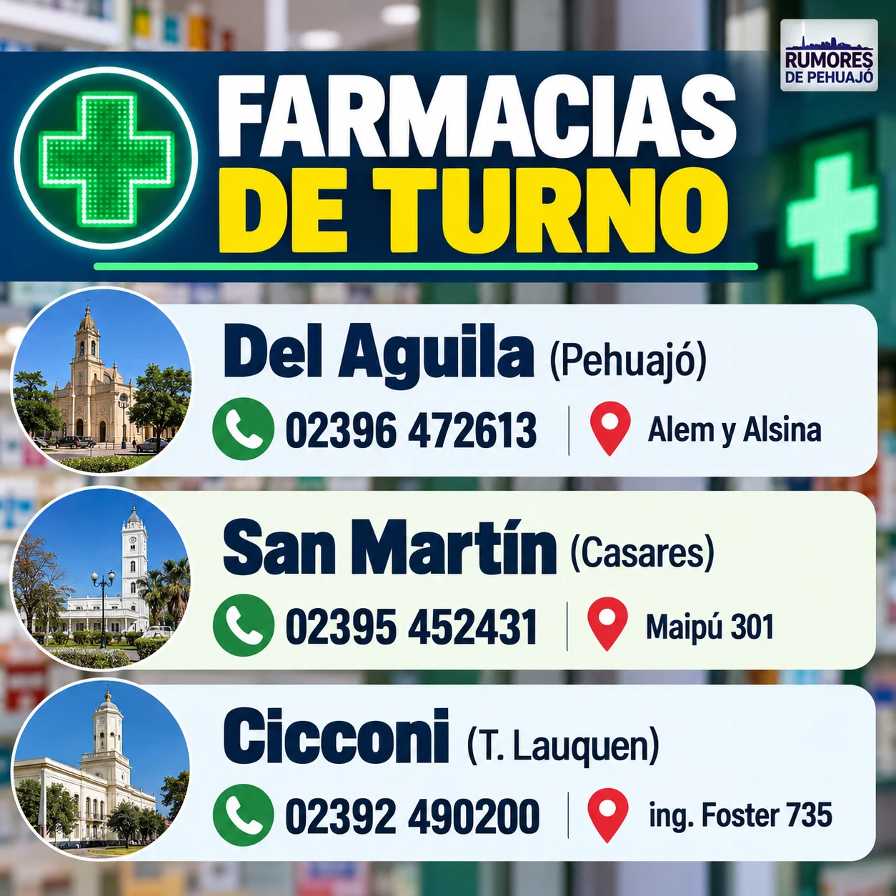 Farmacias de turno en Pehuajó